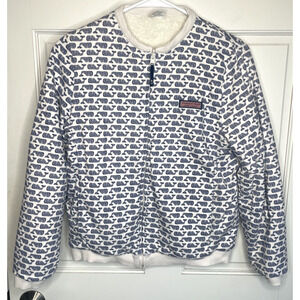 Vineyard Vines Girls Sz XL (16) Reversible Full-Zip Fleece Jacket Cozy Logo